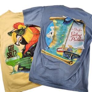 VTG Lot 2 Caribbean Soul T-Shirt Jimmy Buffet Parrot Head Pirate Graphic Medium